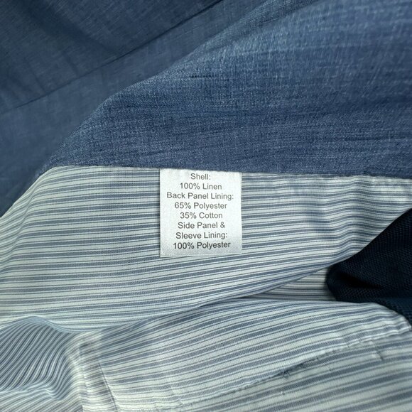 Joseph Abboud Sport Coat Mens Small Blue 100% Linen Plaid Jacket Blazer - Picture 16 of 16